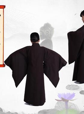 童居海青小孩海--清儿子士服咖啡色黑色高档台麻孩男女禅衣僧衣僧