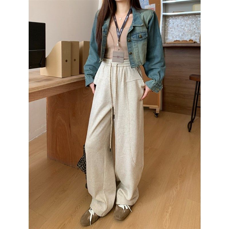 小吉家大码女装秋冬新款松紧腰抽绳设计感弯刀裤百搭显瘦加绒长裤,淘宝优惠券,粉丝福利购,淘宝优惠卷