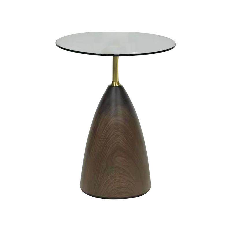 玻璃茶几客厅沙发边几单面圆几轻奢圆茶几木纹色底座落地托盘角几,淘宝优惠券,粉丝福利购,淘宝优惠卷