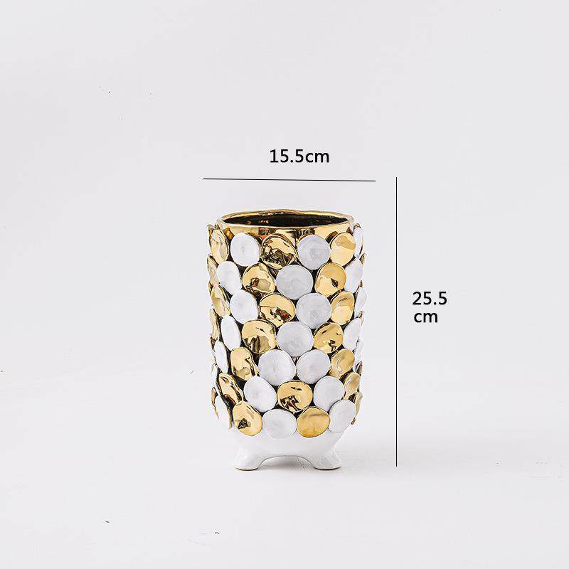 轻奢陶瓷电镀金色手工贴花水培花瓶花盆客厅家居样板房玄关酒店摆,淘宝优惠券,粉丝福利购,淘宝优惠卷