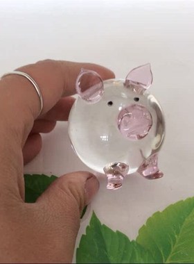 水晶玻璃猪对猪摆件装饰宋城特色结婚纪念工艺品创意情侣生日礼物