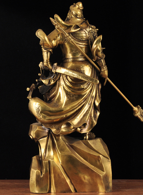 黄铜关公摆件关帝圣君招财关二爷武财神爷神像家居客厅玄关装饰品