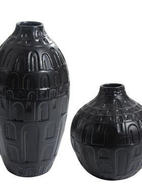 欧式电镀陶瓷花瓶 金色黑白落地大花瓶 客厅轻奢陶瓷创意插花摆件