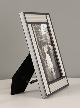 皮革金属相框相架6寸7寸样板房卧室床头柜摆件装饰品画框相册摆台