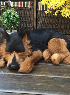 仿真狗动物模型哈士奇拉布拉多睡狗狼狗摆件家居桌面车载摄影道具