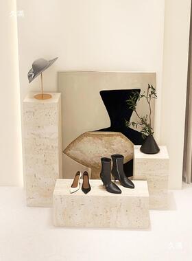 地台展模示服装店特橱窗座摆tj#j#u+%件饰品方形陈底列道具洞石台