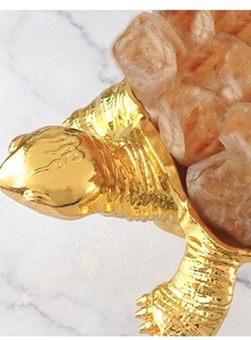 钱都归我钱龟镇黄晶簇聚财纯天然黄水晶芽晶簇钱龟摆件