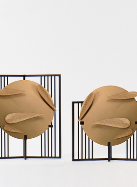 创意新中式金属山景摆件客厅玄关书房电视柜样板房隔断小屏风摆设