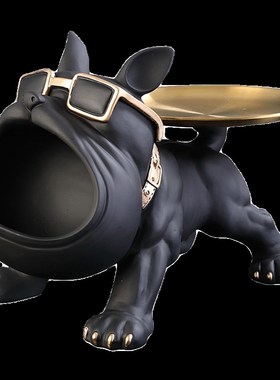 大嘴法斗犬钥匙收纳入户鞋柜玄关摆件乔迁送礼家居客厅桌面装饰品