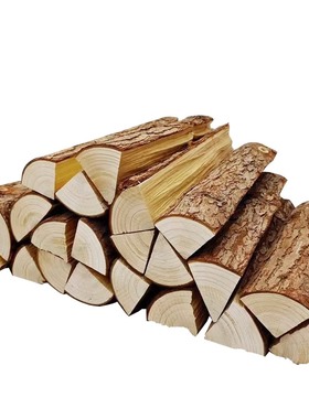 壁炉真火木柴装饰原木实木带皮摆件木材木头劈柴柴火橱窗背景陈列