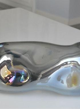 欣可家居彩轻奢炫琉璃花瓶样板间FYS楼部餐售桌灰色装饰花瓶摆件