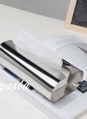 简FZF约现代不锈钢纸装巾盒摆件餐软厅吧台厅茶几抽纸客盒纸巾架