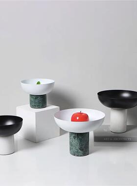 奢代简约轻样板间餐厅餐桌电视柜茶高几脚水果盘金属现托盘BJ0614