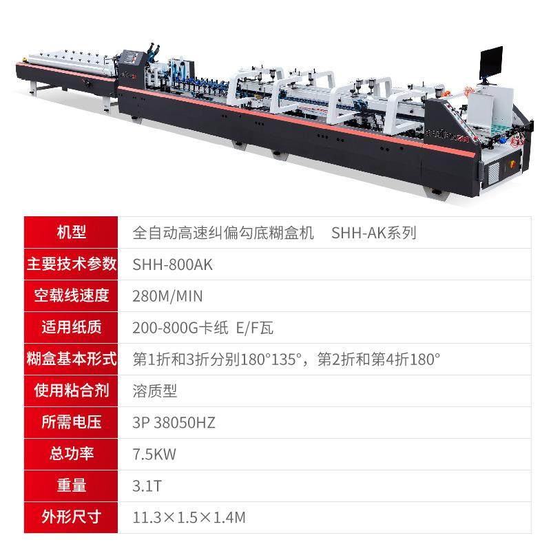 SHH-AK全自动高速纠偏拍齐糊盒机多功能双预折糊盒机四折粘盒机,淘宝优惠券,粉丝福利购,淘宝优惠卷