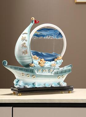 一帆风顺船创意压沙漏流解沙画616摆件饰家居玄高档关酒柜电视柜