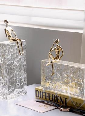 抽象奢ZYZ艺术坐人轻摆件样板物房客厅家居玄关电视酒柜水晶装饰