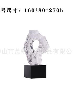 969件意新中式现代透明树脂摆假山石盆景茶几书桌创玄关家居饰品