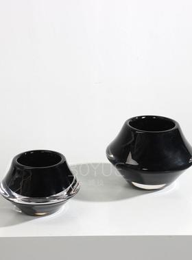 轻奢现黑色1222璃琉代高档花瓶插花装饰家居样面板间桌软装设计摆