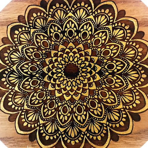 曼陀罗花纹木雕花板 实木杯垫壁挂装饰木板画 木垫子底座木垫板子 - 图2
