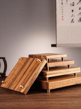 日花风原木乌金木实木系底座摆件瓶花盆饰品012鱼缸茶具工艺品装