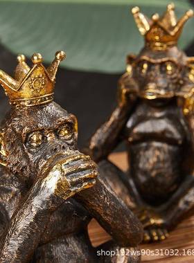 复型美式大猩猩古摆件001仿真动物模创意猴艺树脂工品办公室桌面