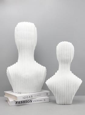 欧式奢几何白色象1321人物雕塑摆件关酒店轻客厅玄样板间家居装抽