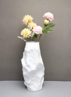 现代简约异形褶皱插花花器摆件客厅样板房茶几办公室家居软装饰品