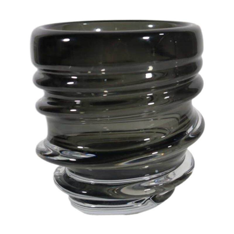 盛花简约灰色螺旋纹玻璃花瓶加重加厚插花器客厅样板间摆饰,淘宝优惠券,粉丝福利购,淘宝优惠卷