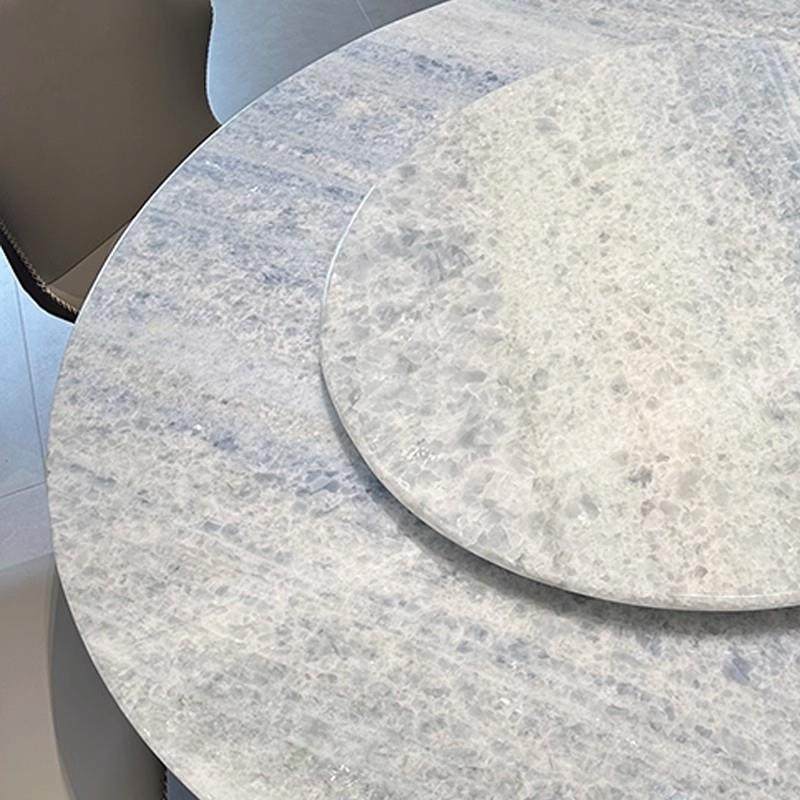 蓝水晶奢石圆形餐桌椅组合带转盘高端别墅进口天然大理石圆桌家用,淘宝优惠券,粉丝福利购,淘宝优惠卷