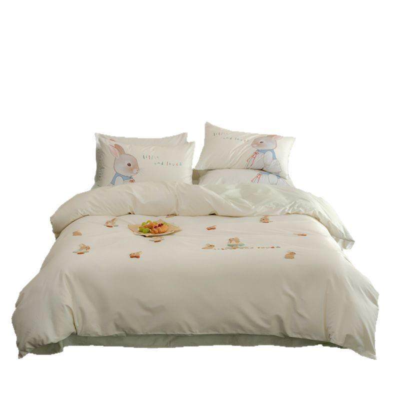 卡通风100S全棉长绒棉四件套童趣可爱毛巾绣被套纯棉1.8m床单床品,淘宝优惠券,粉丝福利购,淘宝优惠卷
