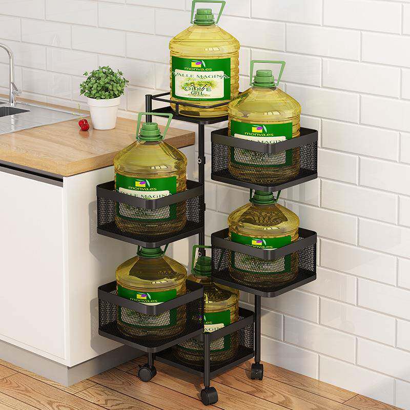 厨物房旋转置多功能落地果蔬篮多层家架用纳架收带轮可移20230912 - 图0