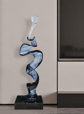 抽象关摆件客玄所厅电视柜桌抽象雕塑面透雕明树脂塑酒店会样板房