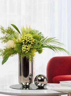 现代轻奢高档样插板间不锈钢花器瓶摆件花高级XWQ家房居客厅餐桌