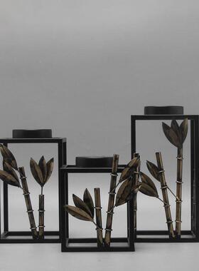 新中现代创意装电视柜酒柜铁艺金属竹叶摆件间样式板房玄GLM关软