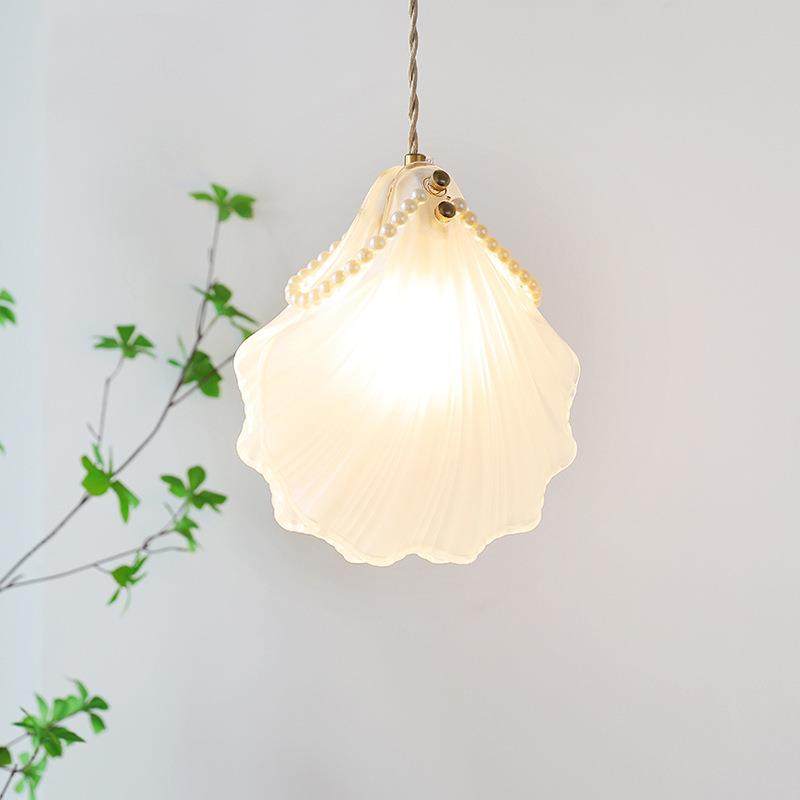 贝壳小吊灯法式轻奢创意个性设计水晶玻璃灯具浪漫温馨卧室床头灯,淘宝优惠券,粉丝福利购,淘宝优惠卷