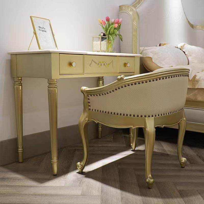 美式art实木梳妆台维也纳大理石简约轻奢香槟色实木雕刻翻盖妆桌,淘宝优惠券,粉丝福利购,淘宝优惠卷