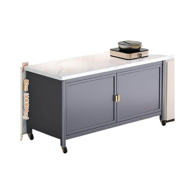 对开门岩板厨房置物架落地多层收纳柜多功能微波炉烤箱切菜餐边柜,淘宝优惠券,粉丝福利购,淘宝优惠卷