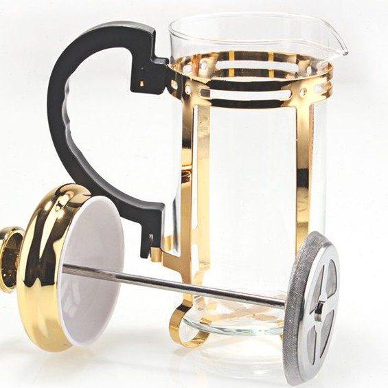 金色咖啡壶不绣钢法压壶滤压壶350ml玻璃冲茶器家用咖啡壶法压壶,淘宝优惠券,粉丝福利购,淘宝优惠卷