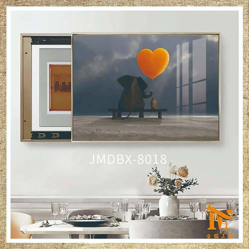 电表箱遮挡装饰画无痕钉免打孔开关箱弱电箱挂画翻盖推拉铝合金画 - 图1