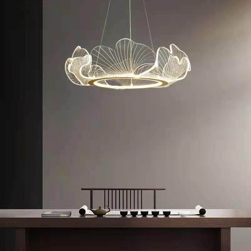 新款简约设计师客餐厅卧室茶室透明亚克力吊灯铁艺圆环花瓣灯具,淘宝优惠券,粉丝福利购,淘宝优惠卷