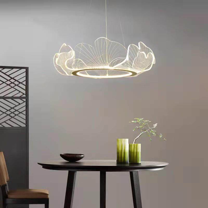 新款简约设计师客餐厅卧室茶室透明亚克力吊灯铁艺圆环花瓣灯具,淘宝优惠券,粉丝福利购,淘宝优惠卷