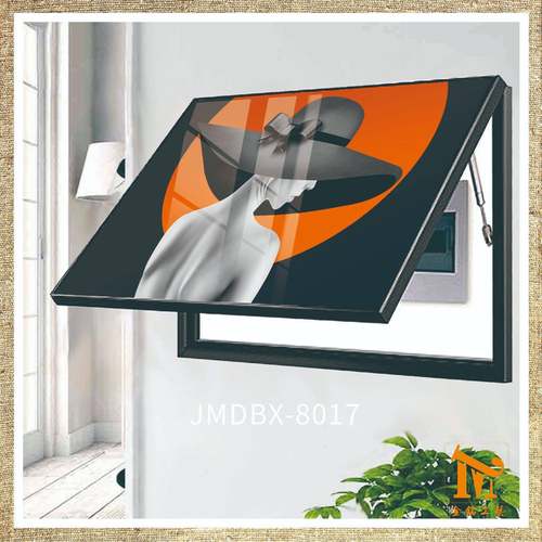 电表箱遮挡装饰画无痕钉免打孔开关箱弱电箱挂画翻盖推拉铝合金画 - 图0