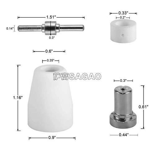 温州40A/PT31等离子切割配件镀镍LG40电极喷嘴保护嘴分流器235PCS - 图0