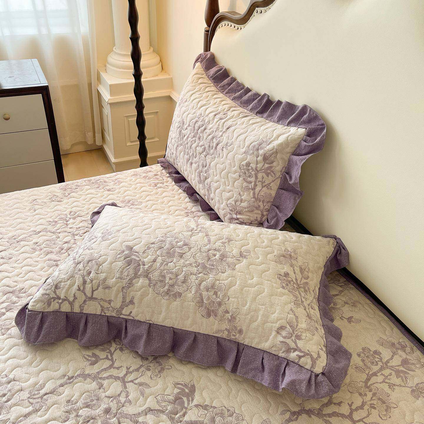 A类云感水洗棉夹棉床裙皱皱纱花边床罩床套防滑三件套床垫保护套,淘宝优惠券,粉丝福利购,淘宝优惠卷