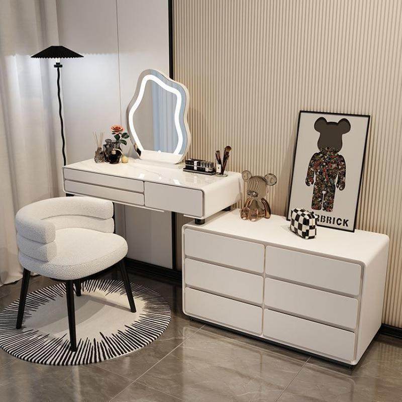 奶油风智能梳妆台卧室简约现代六斗柜全实木岩板化妆桌一体升级款,淘宝优惠券,粉丝福利购,淘宝优惠卷