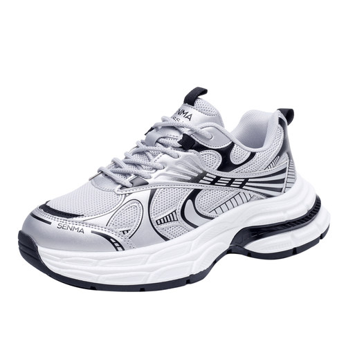 SENMA/森马厚底银色老爹鞋25新款男女情侣秋款增高网面休闲运动鞋 - 图3