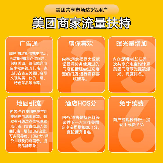 美团共享充电宝商用3C认证奶茶店商场连锁餐厅移动电源设备快充