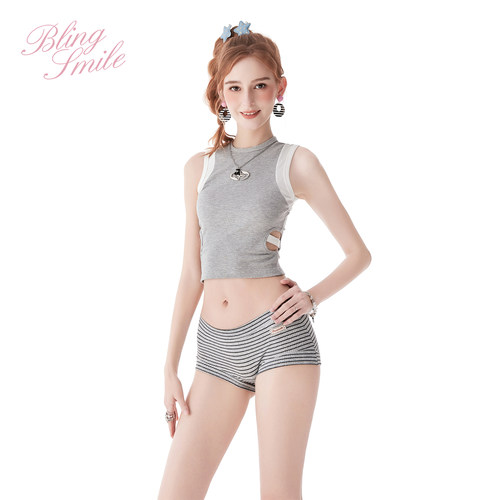 Bling Smile灰纹叙事*纯棉四角无痕防夹臀内裤女生2026新款平角裤 - 图3