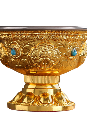 八吉祥高脚供水杯不锈钢摆件大内胆家用净水号拿出七供杯前佛杯可