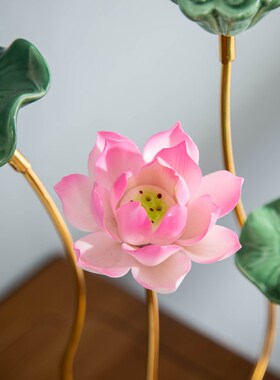 创意荷花摆件茶室陶瓷装饰品家居客厅玄关酒柜隔断新中式软装饰品